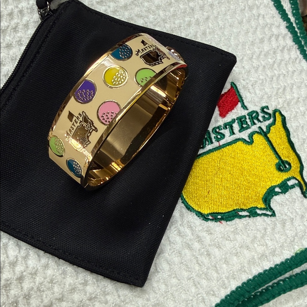 Masters Gold Tone Bangle with Multicolor Golf Ball Accents